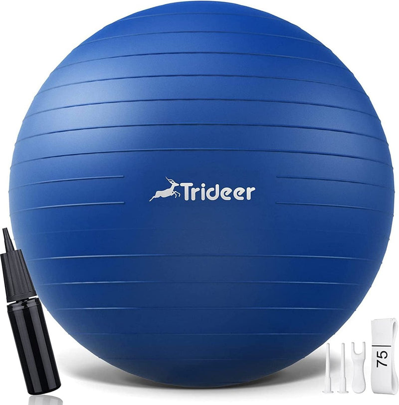 Load image into Gallery viewer, Trideer - extra sterke yoga bal - Blauw 68-75 cm - Met Pomp - gymnastiekbal, pilatesbal, zitbal voor kantoor, balans, yoga, fitness bal, zwangerschapsbal, balansstoel in de sportschool, thuis of op kantoor
