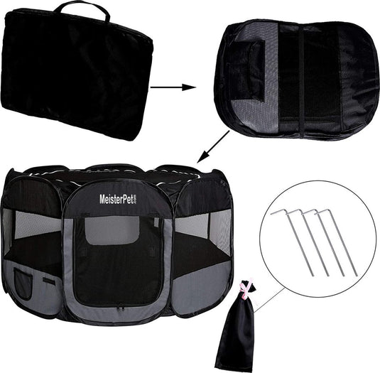 Meisterpet - XXL Opvouwbare puppyren - 130 x 130 x 60 cm - met gratis dieren verzorging set t.w.v. €19.99