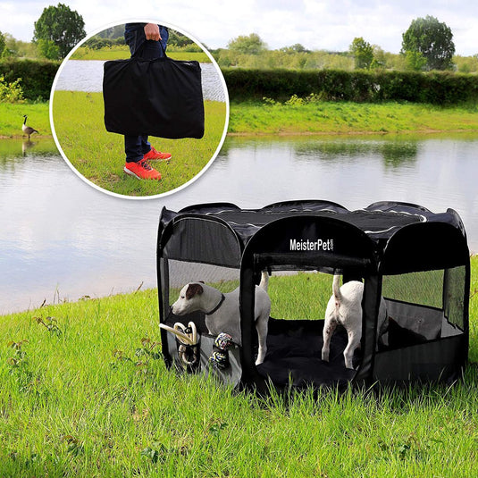 Meisterpet - XXL Opvouwbare puppyren - 130 x 130 x 60 cm - met gratis dieren verzorging set t.w.v. €19.99