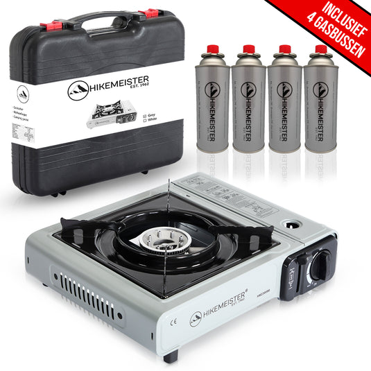 Hikemeister ® camping kooktoestel 1 pit 2200 KW draagbaar - Grijs
