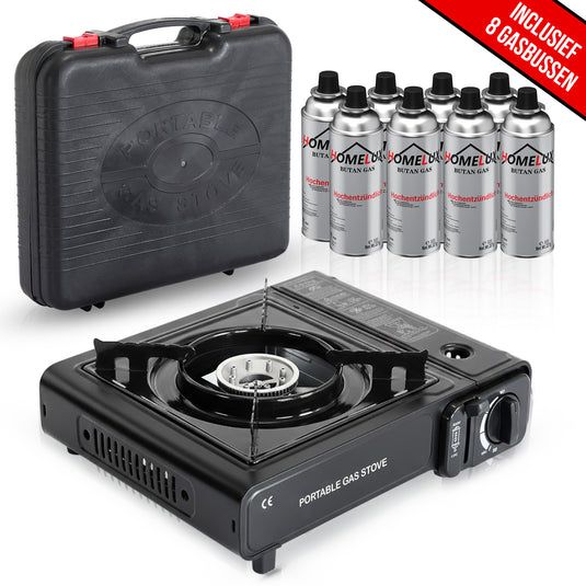 Hikemeister ® camping kooktoestel 1 pit 2200 KW draagbaar - Zwart