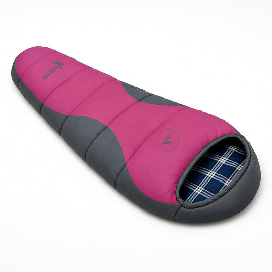 HikeMeister ® Mummy slaapzak Xtreme Fuchsia 1800 gram ! met katoenen binnen voering windstopper en thermokraag