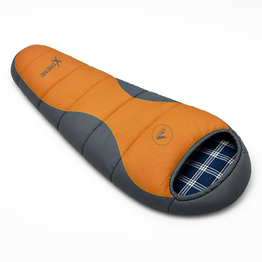 HikeMeister ® Mummy slaapzak Xtreme Oranje 1800 gram ! met katoenen binnen voering windstopper en thermokraag