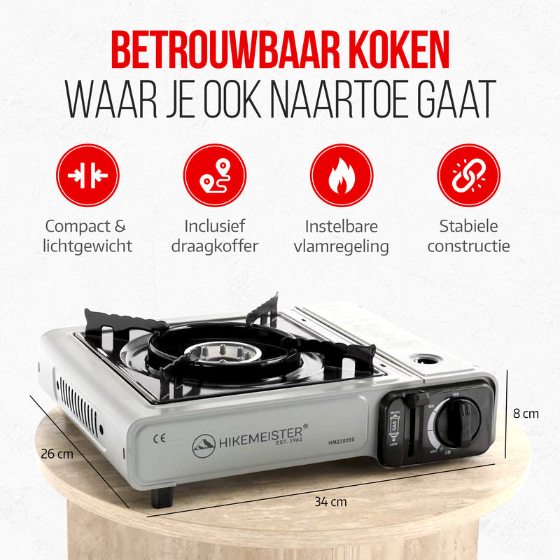 Load image into Gallery viewer, Hikemeister ® camping kooktoestel 1 pit 2200 KW draagbaar - Grijs
