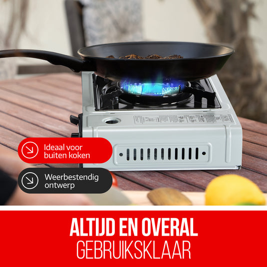 Hikemeister ® camping kooktoestel 1 pit 2200 KW draagbaar - Grijs