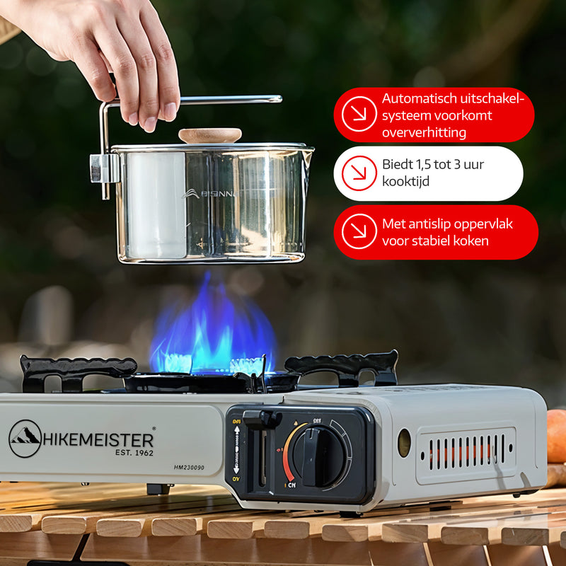 Load image into Gallery viewer, Hikemeister ® camping kooktoestel 1 pit 2200 KW draagbaar - Grijs
